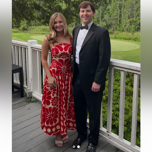 FARM Rio Red and Cream Floral Maxi Dress - Picture 2 of 2